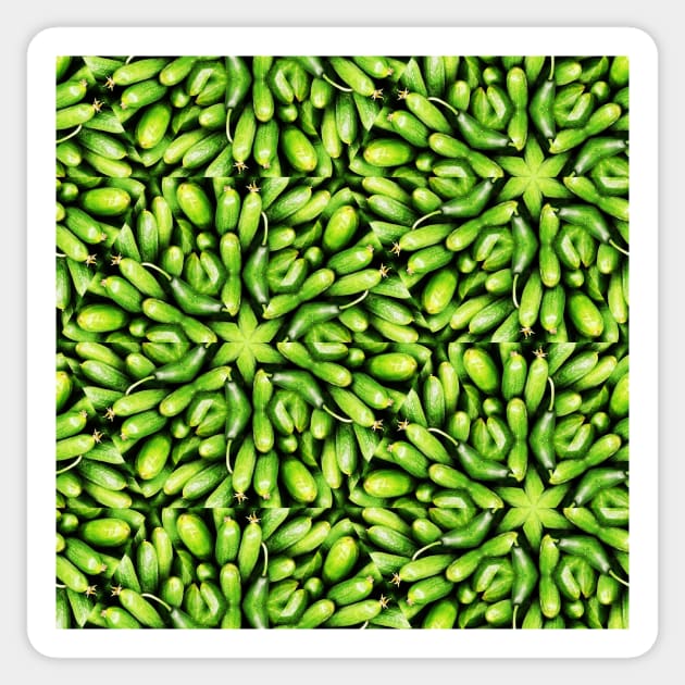 Vegetarian Kaleidoscope, Fruit Fantasy Patterns. 2 Cucumbers Sticker by mister-john